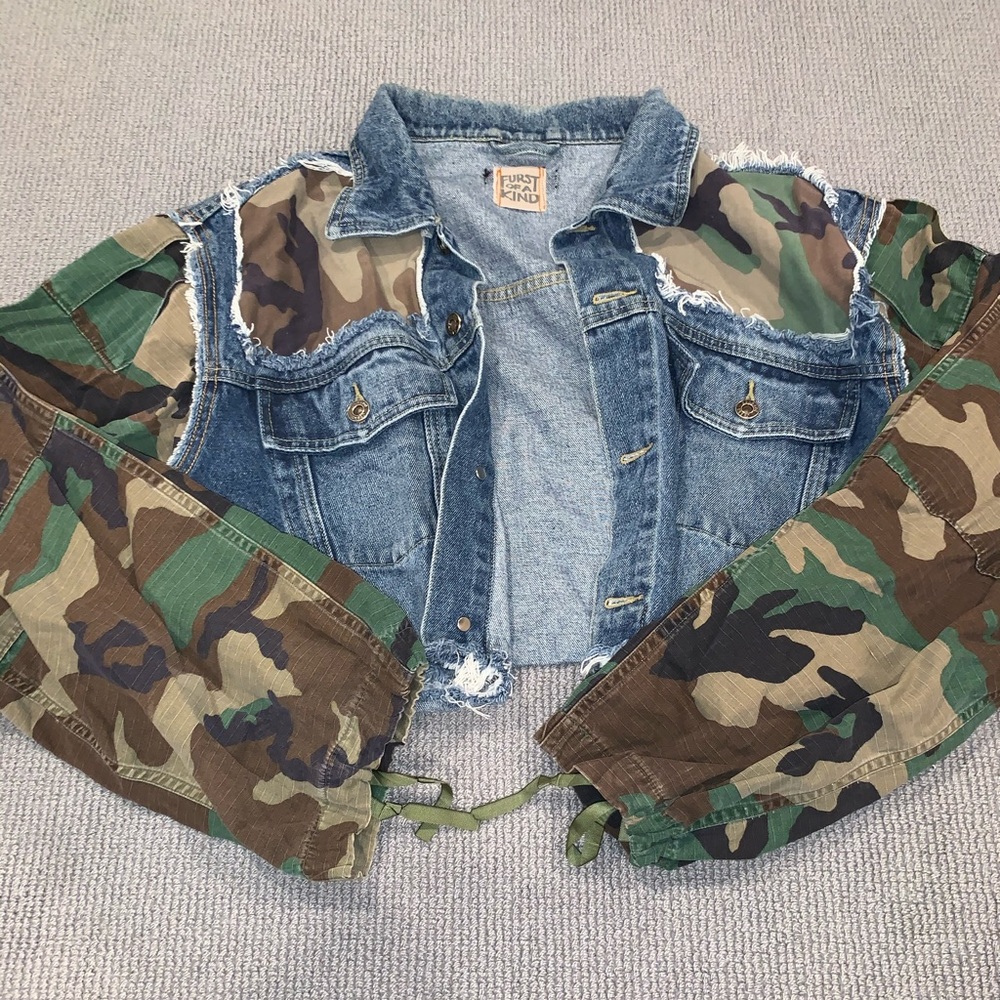 Furst of a Kind Vintage Jean Jacket with Camo